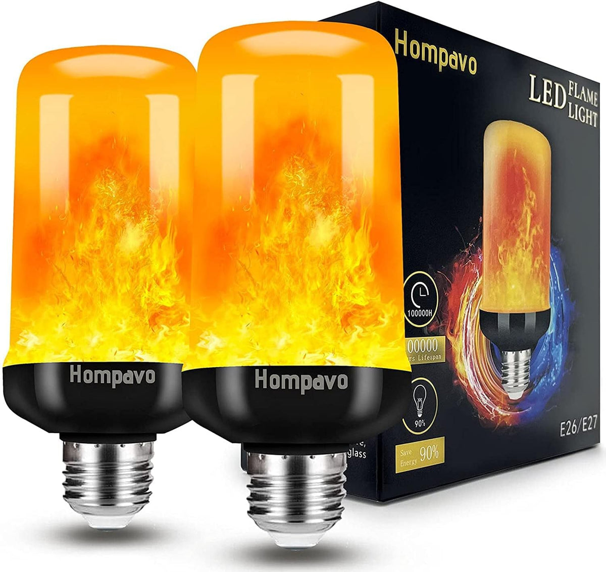 Hompavo 【Upgraded】 Flame Light Bulbs for Home Decor with Upside down Effect