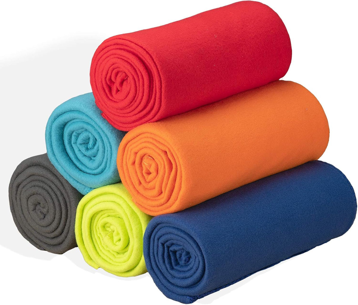 Fleece Blanket Bulk Pack of 6 Cozy Fleece Throw Blankets 50X60 Warm Soft Lightweight Breathable Pet-Friendly for Deco Bed Sofa Kids Wedding Gifts Camping (Assorted)