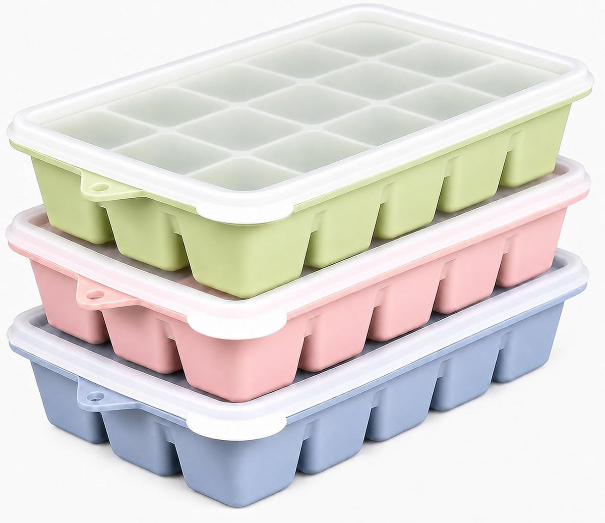 Upgraded Silicone Ice Cube Tray, Ice Trays for Freezer with Lid