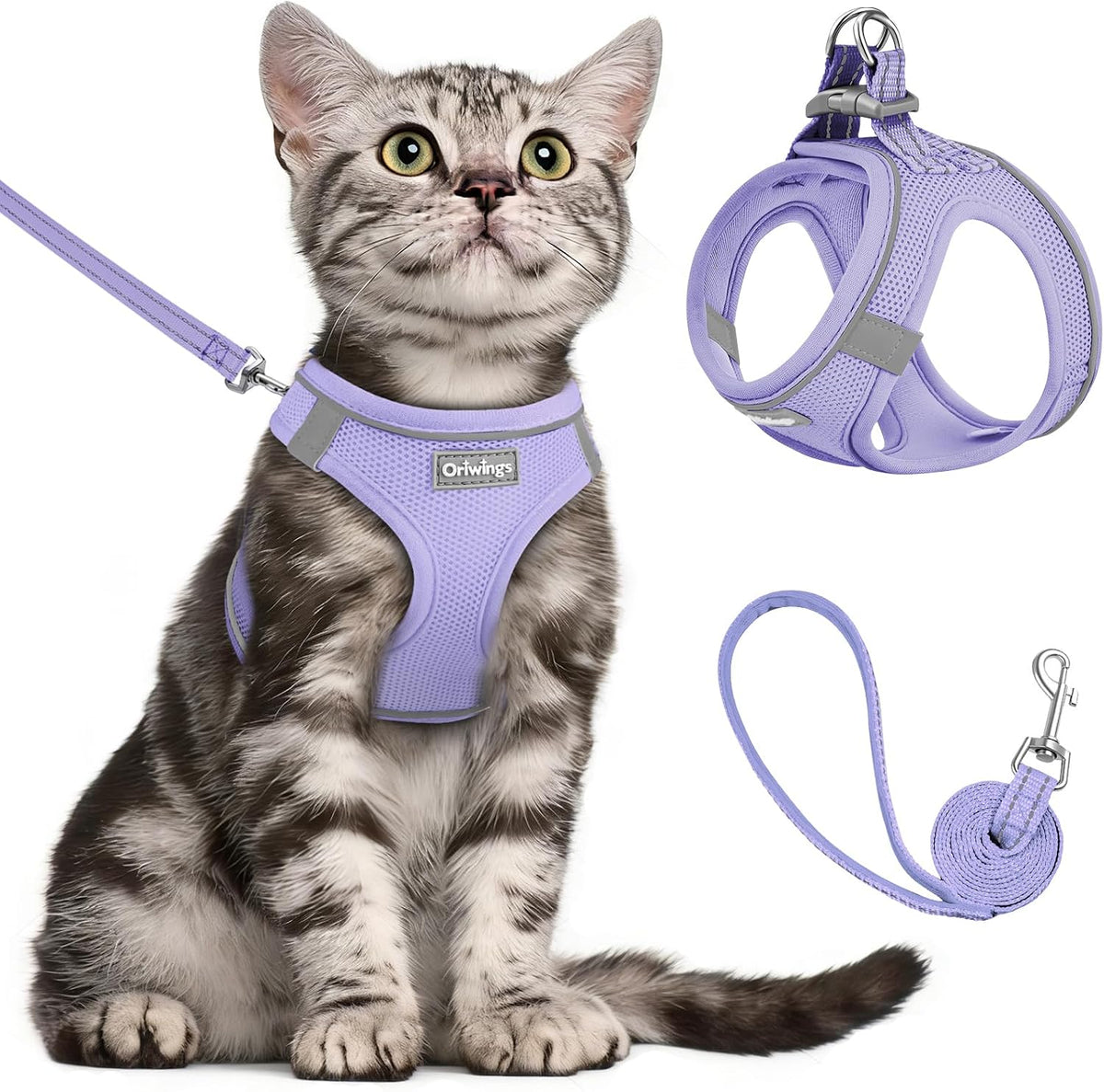 Cat Harness and Leash Set, Step-In Soft Vest, Purple, XS