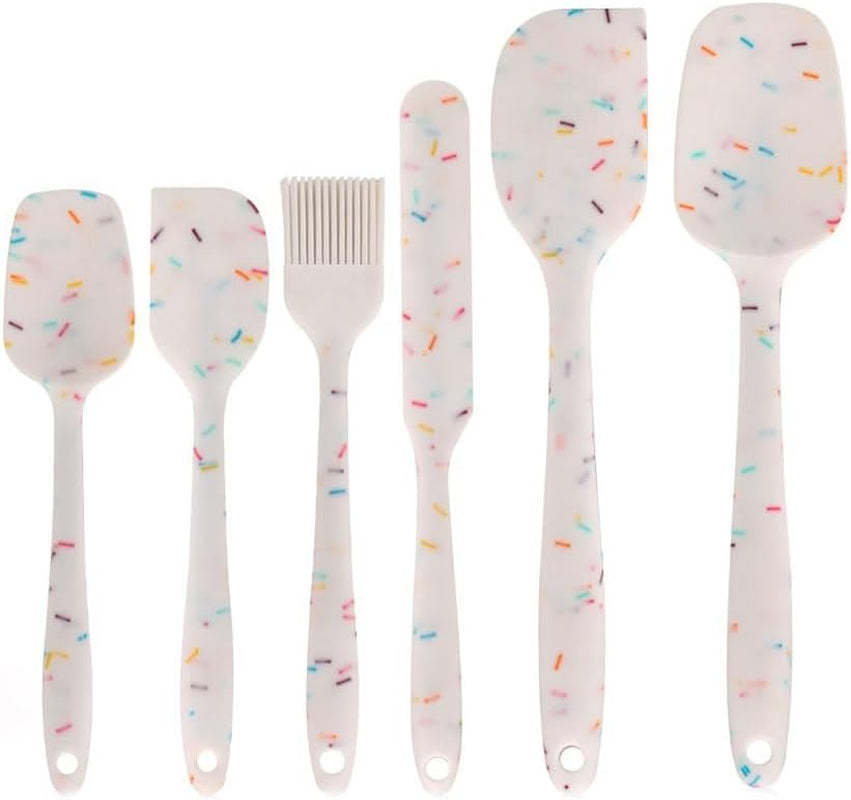6PCS Silicone Spatula Set, Heat Resistant Nonstick Spatulas Set, Non-Stick Mixing Spatulas, Cream Scraper, for Baking Cooking Mixing Kitchen Utensils, Cooking Utensile for Home Kitchen BBQ