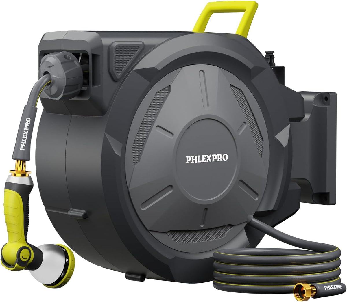 160 FT 1/2" Retractable Garden Hose Reel, Wall Mount