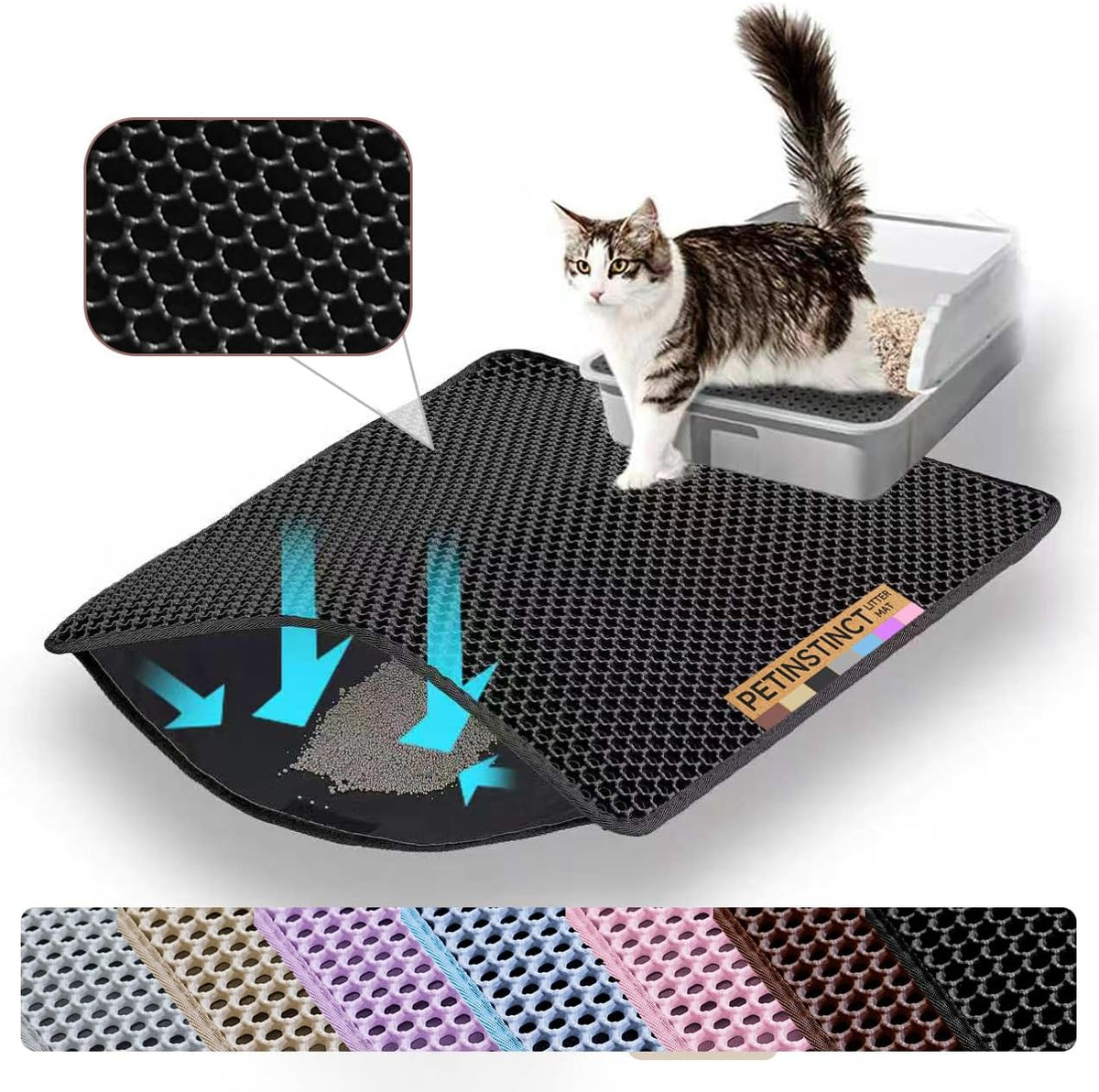 Extra Large Cat Litter Mat, Double Layer Honeycomb Design