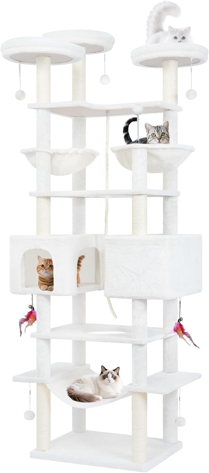 ROYPET 6-Tier Cat Tree Tower, Beige, 71''
