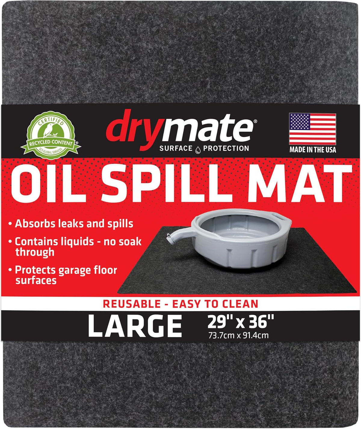 Drymate Oil Spill Mat, Premium Absorbent Oil Pads, USA Made, 29"X36"