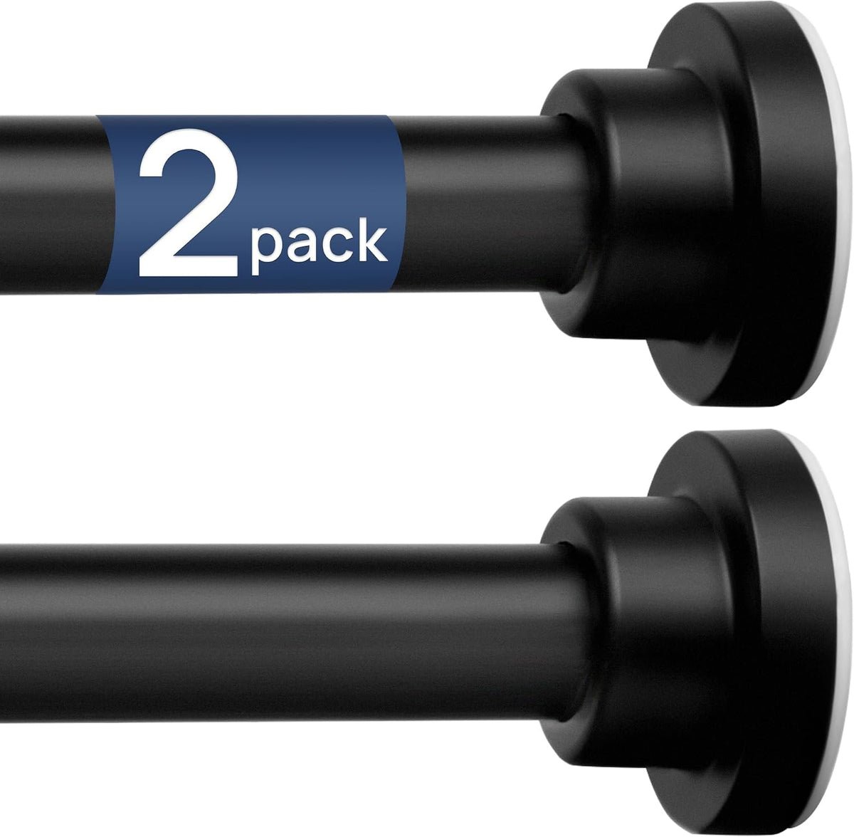 ENJOYBASICS 2 Pack Tension Curtain Rod, 32-66" Adjustable, Stable, Black