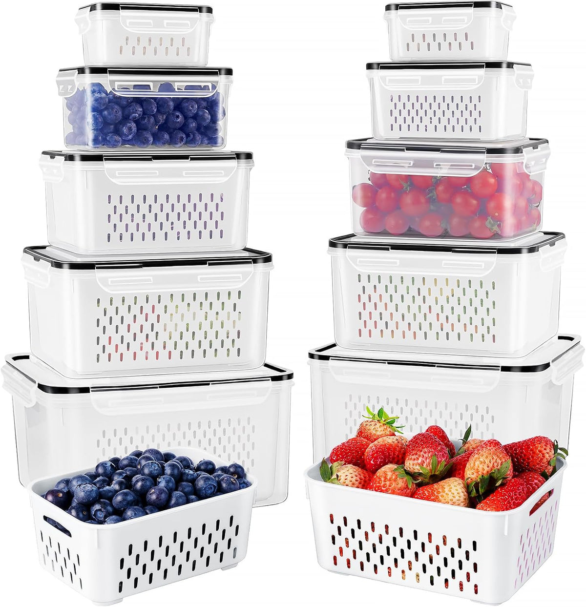 Freshmage Fruit Storage Containers for Fridge with Removable Colander 10