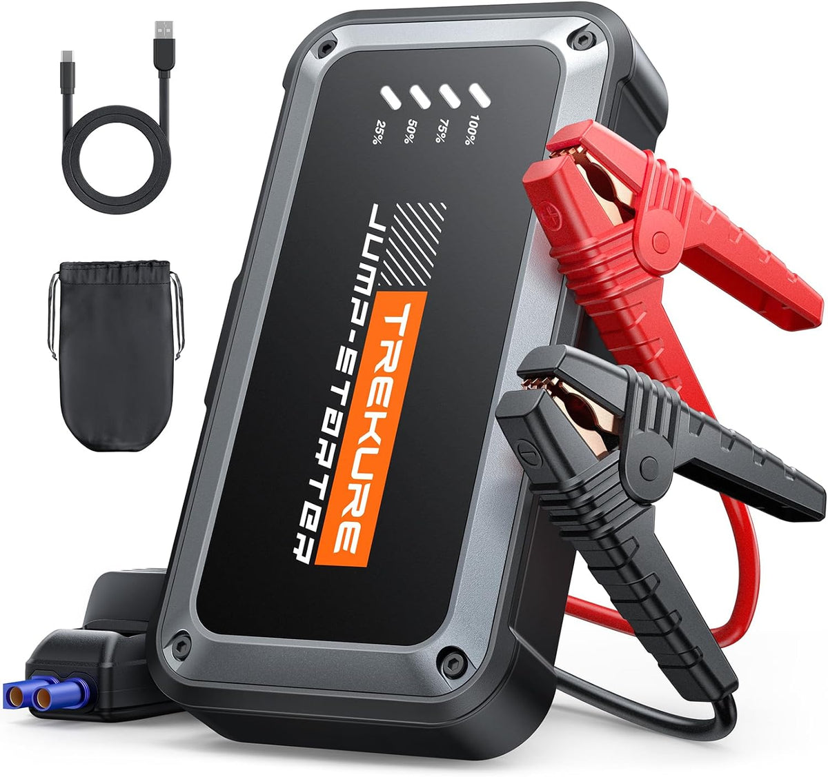 TREKURE Portable Car Battery Jump Starter 4000A 16800Mah Jump Box, Car Battery Jumper Starter Portable Jumper Cables for Car(8.0L Gas/6.5L Diesel), Fast Charge, Lights, Compact