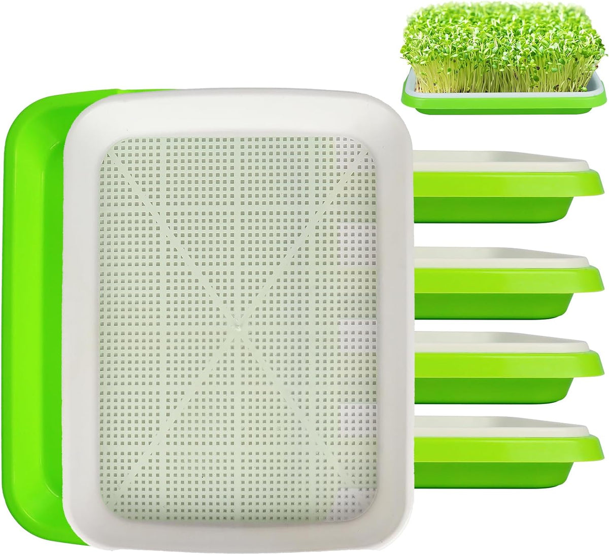Seed Sprouting Trays, 5 Pack Soil-Free Microgreens Grow Kit
