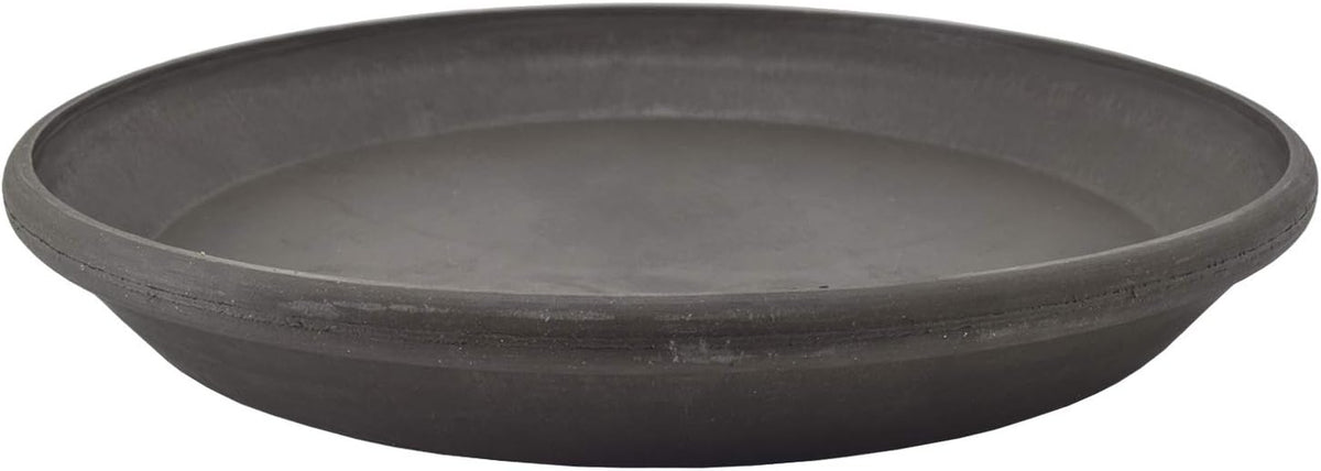 PSW Pot Collection AP35DC 14-Inch Plastic/Stone/Wood Composite Plant Saucer Drip Tray – No Drainage Hole (Drillable), Indoor/Outer Water Tray, Dark Charcoal