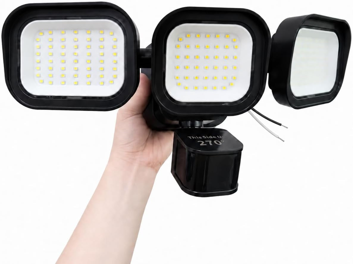 5500LM 270° Motion Sensor Outdoor Lights, Hardwired LED Security Light