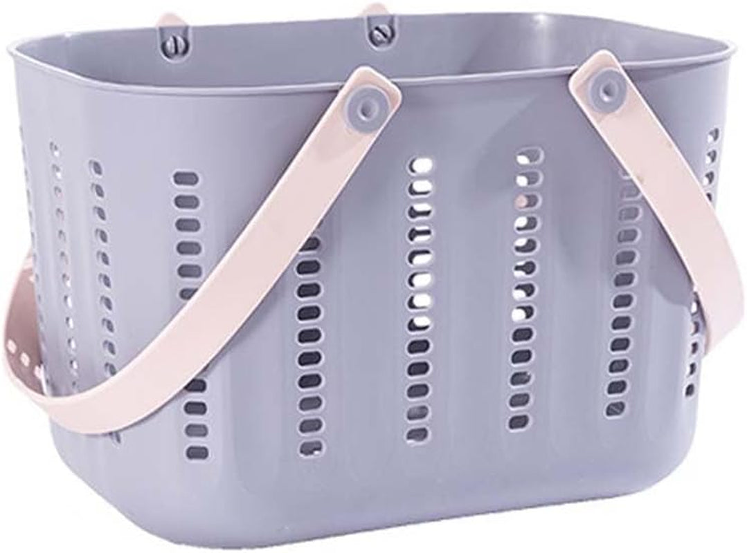 Purple Shower Caddy,Plastic Storage Basket with Handle Portable Shower Caddy Tote Dorm Storage Organizer with Drainage Holes - Purple Grey