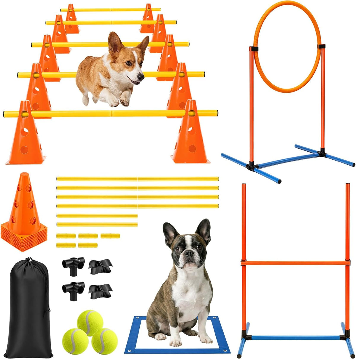 27 Pcs Dog Agility Course Equipment Set, Orange