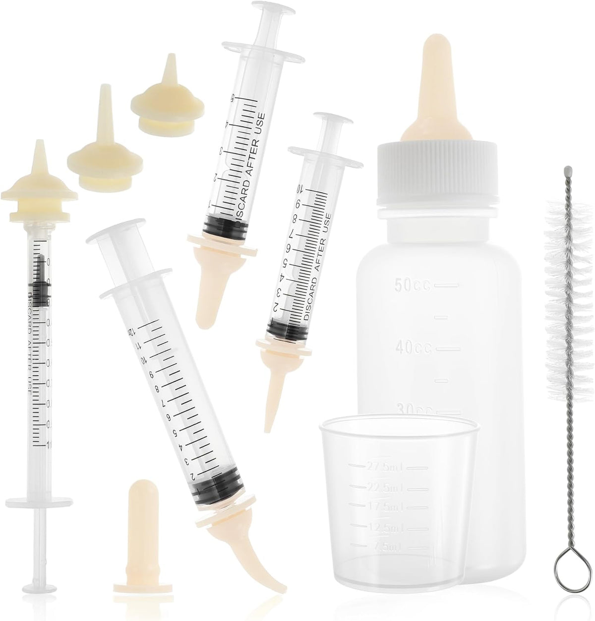 Kitten Bottle Feeding Kit, Pet Nursing Kit, Apricot, 1 Set