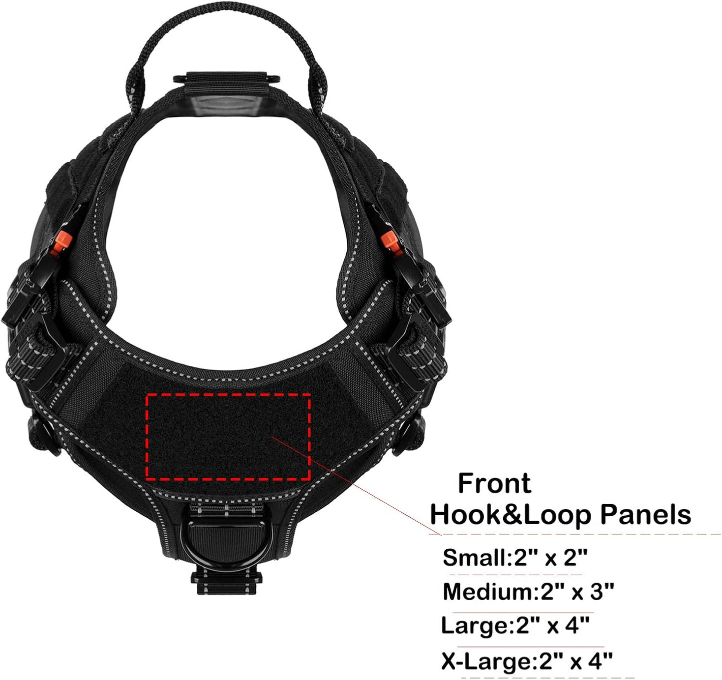 ICEFANG Tactical Dog Harness, Medium Size,2X Metal Buckle,Working Dog MOLLE Vest with Handle,No Pulling Front Leash Clip,Hook and Loop Panel (Black,M (Pack of 1))