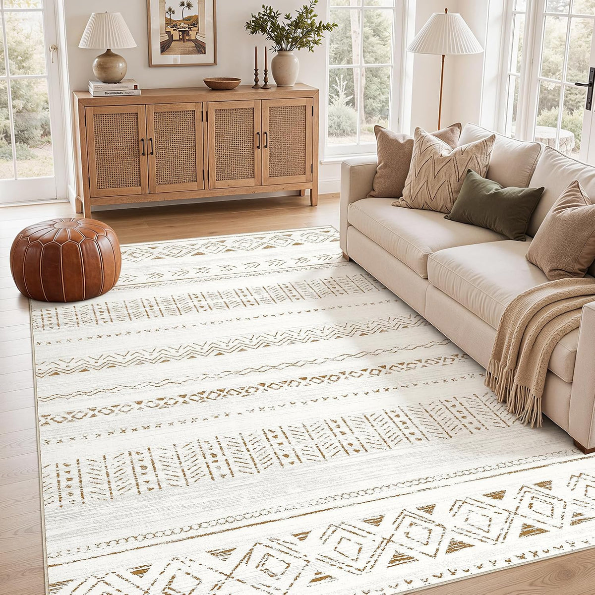 Cotiled Boho 5X7 Area Rugs for Living Room: Soft Moroccan Washable Rug
