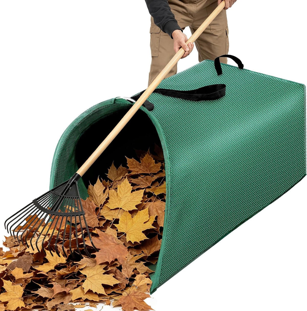 Melonart Reusable Yard Waste Bags 72 Gallon, Garden Lawn and Leaf Collector Bags Dustpan-Type with Gardening Gloves, Heavy Duty Waste Container for Leaves Garss Clippings Trash Debris (1 Pack)