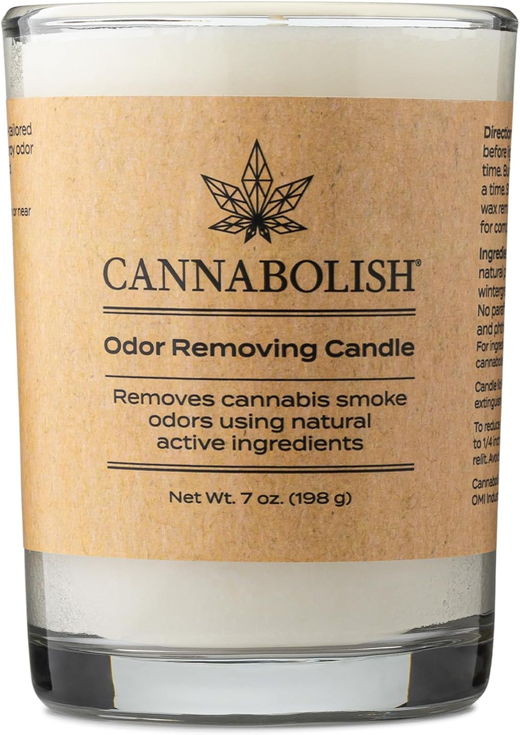 Cannabolish Smoke Odor Eliminating Candle, 7 Oz, Natural Ingredients, Wintergreen Scent