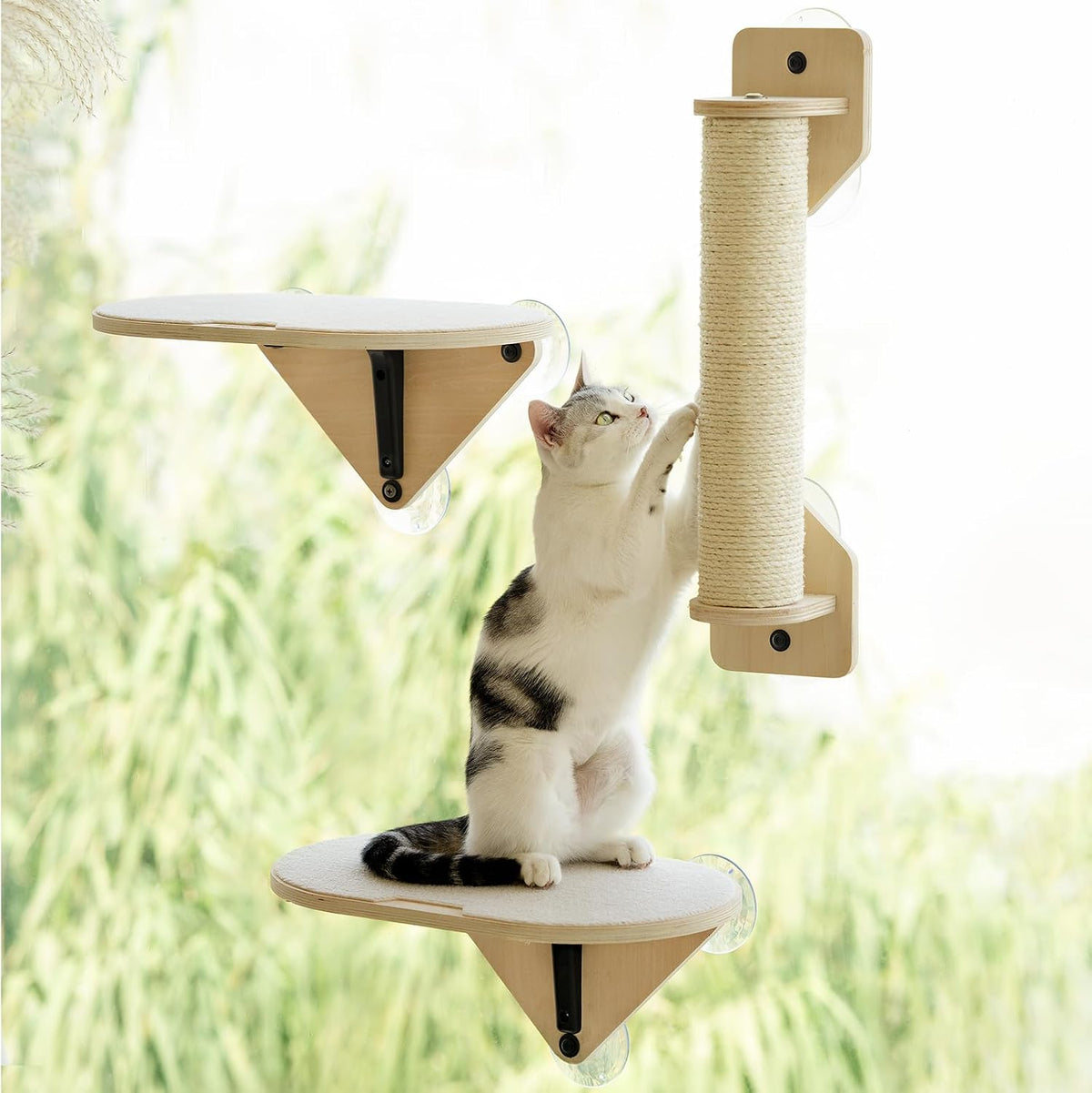 EDAGNY Cat Window Perch with Steps Cat Scratching Sturdy for Climbing, 3Pcs
