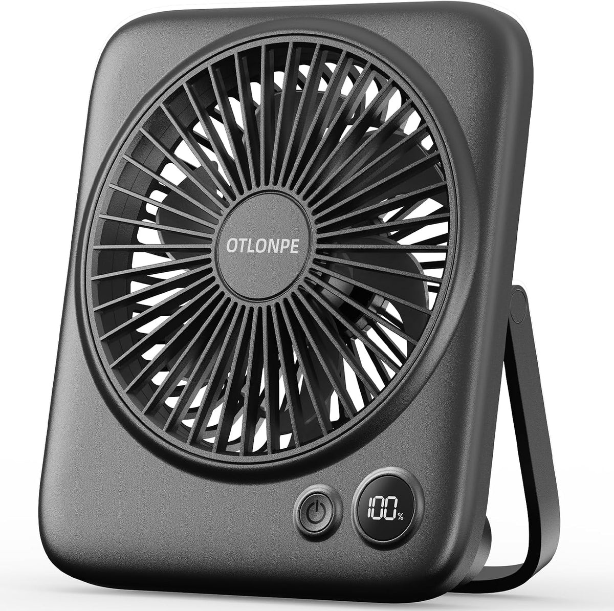 Otlonpe Portable Desk Fan 6.5 Inch, 4000Mah Rechargeable Battery Operated & USB Powered, 23Hrs Cordless Small Personal Fan 4-Speed Quiet for Office Travel Home Sleeping, Led Display, Foldable (Black)