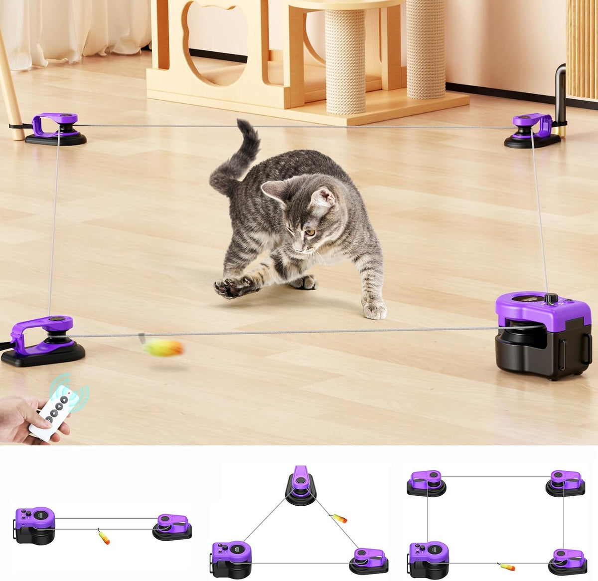 Asfrost Interactive Cat Toy for Indoor Cats Chase/Run/Hunt/Exercise-Purple