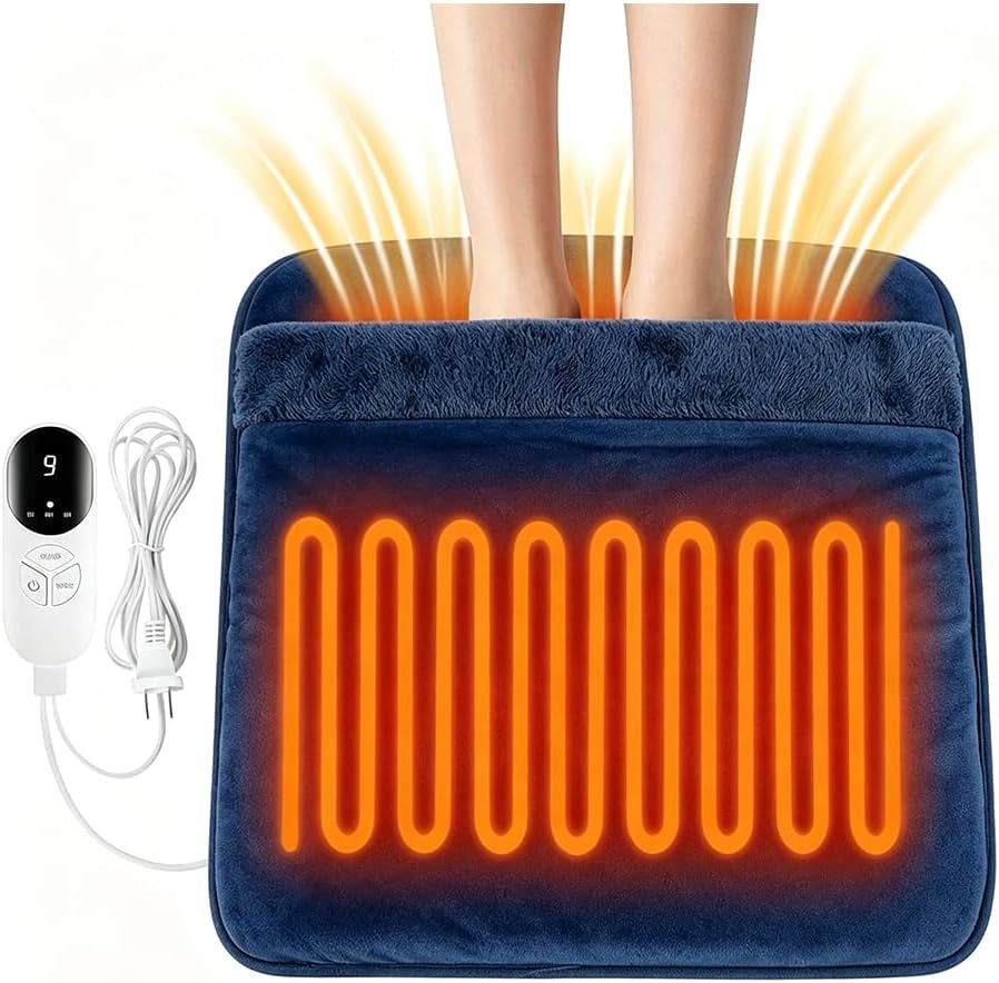 Heated Foot Warmer Double-Sided Heating Pad, 9 Heat Levels 3 Timer