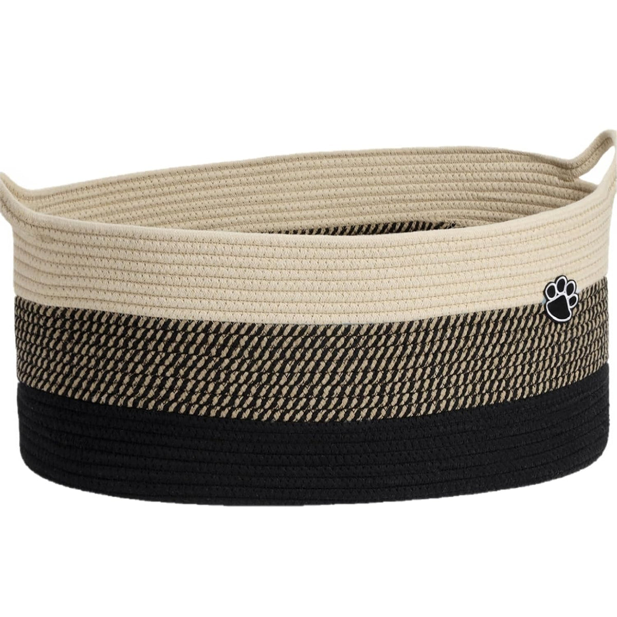 Optish 40L Extra Larg Dog Toy Basket, Woven Rope Storage Basket,Black-Brown
