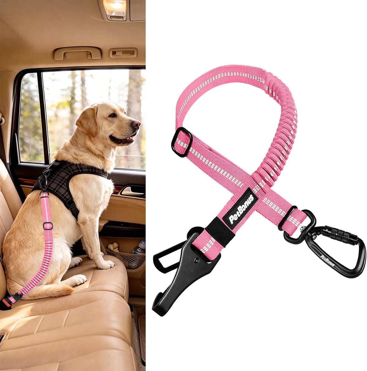 Dog Seat Belt for Car, Durable Safe Dog Car Harness for Vehicle