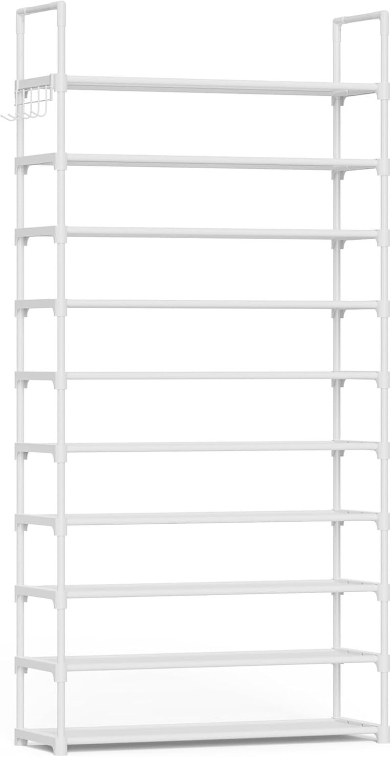 Kitsure 10 Tier Shoe Rack, Tall Shoe Organizer, 32.2" Wide, White