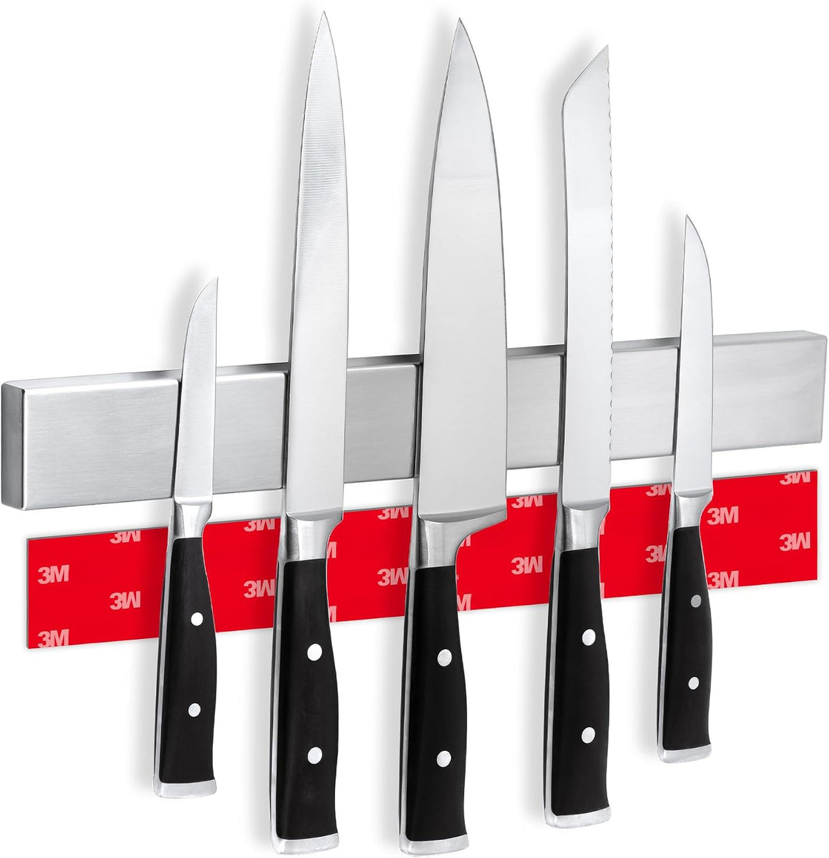 Magnetic Knife Holder for Wall 16" - No Drilling Incl. Self Adhesive Tape - Extra Strong Magnet - Awarded Strip - Made of Stainless Steel