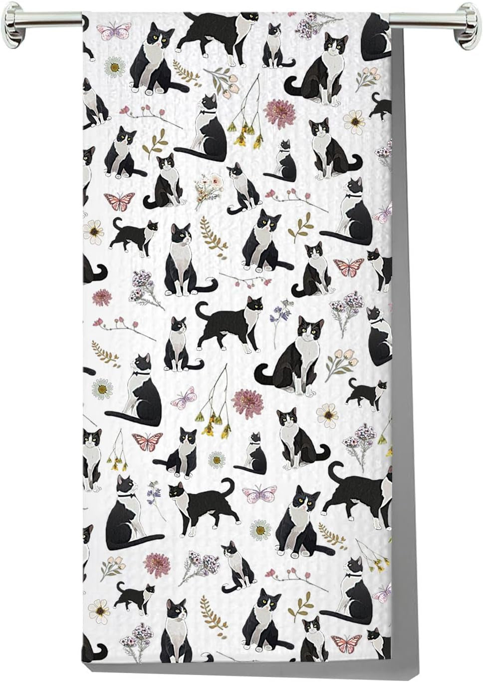 G2TUP Tuxedo Cat Kitchen Towels Tuxedo Cat Gift Tuxedo Cat Dish Towel Tuxedo Cat Owner Gifts Black and White Cat Towel (Tuxedo Cat Kt)