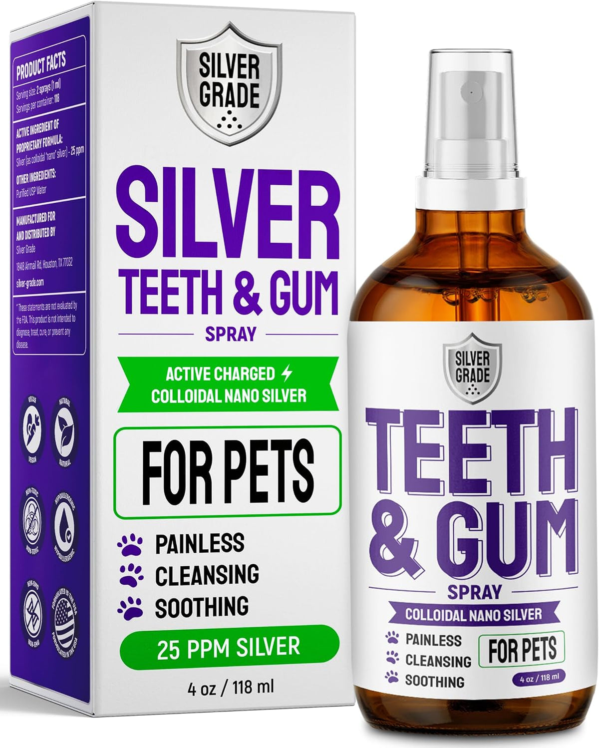 SILVER GRADE Teeth & Gum Cat & Dog Breath Freshener Spray, 4 Oz