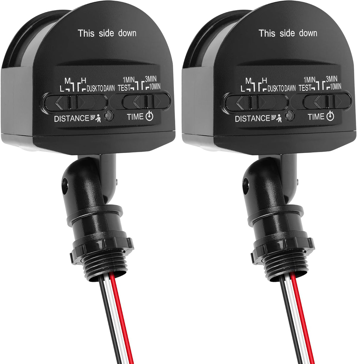 LUTEC 2 Pack Motion Sensor, 180-Degree Replacement Motion Detector for Outdoor Lights, Detection Range up to 69FT, 3 Modes PIR Motion Sensor for Floodlight (Black)