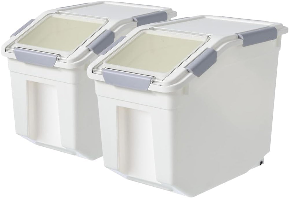 30Lb Food Storage Container with Scoop with Handle & Wheels, 2 Pack