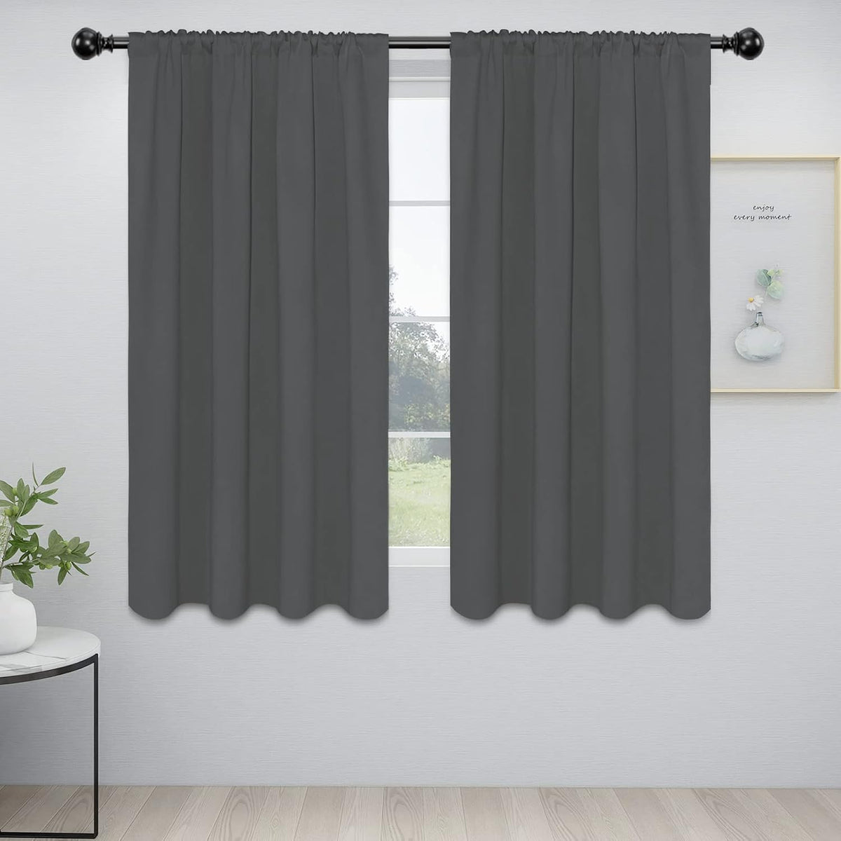 Easy-Going Rod Pocket Blackout Curtains, 2 Panels 42X63In, Grey