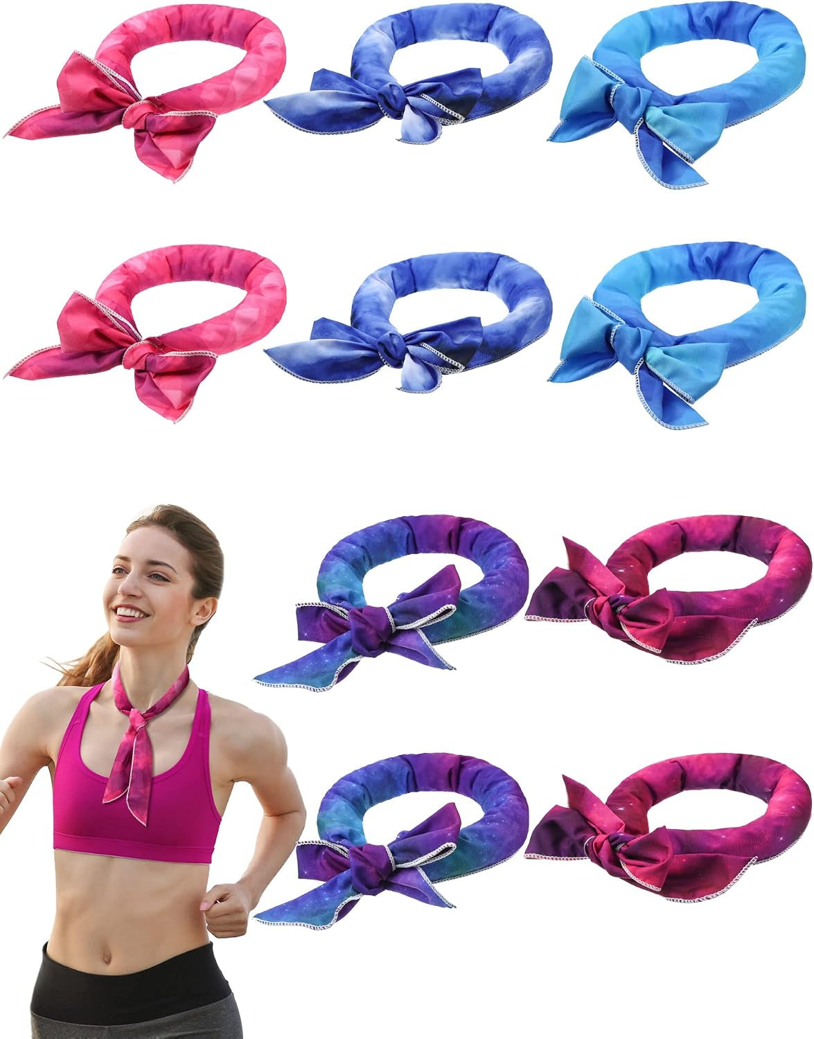 Janmercy 10 Pcs Cooling Neck Wraps Ice Bandanas