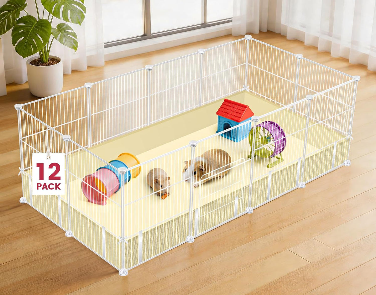 VISCOO 12 Panels Guinea Pig Cages, 48" X 24" X 16" DIY Small Animal Playpen