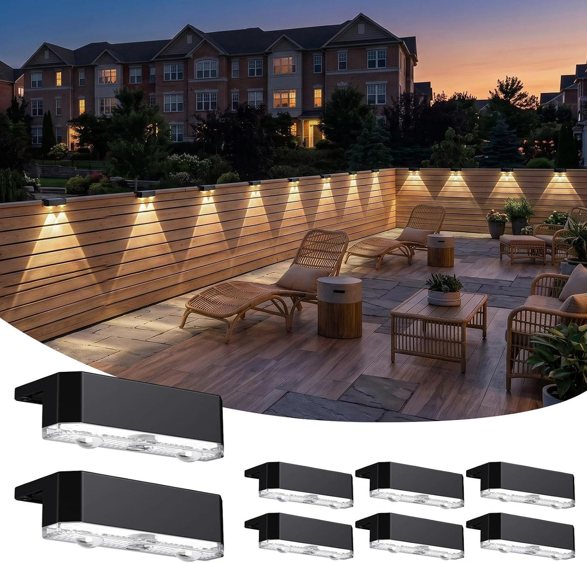 Peasur Solar Fence Lights Outdoor,Deck Light Waterproof,8 Pack Warm White