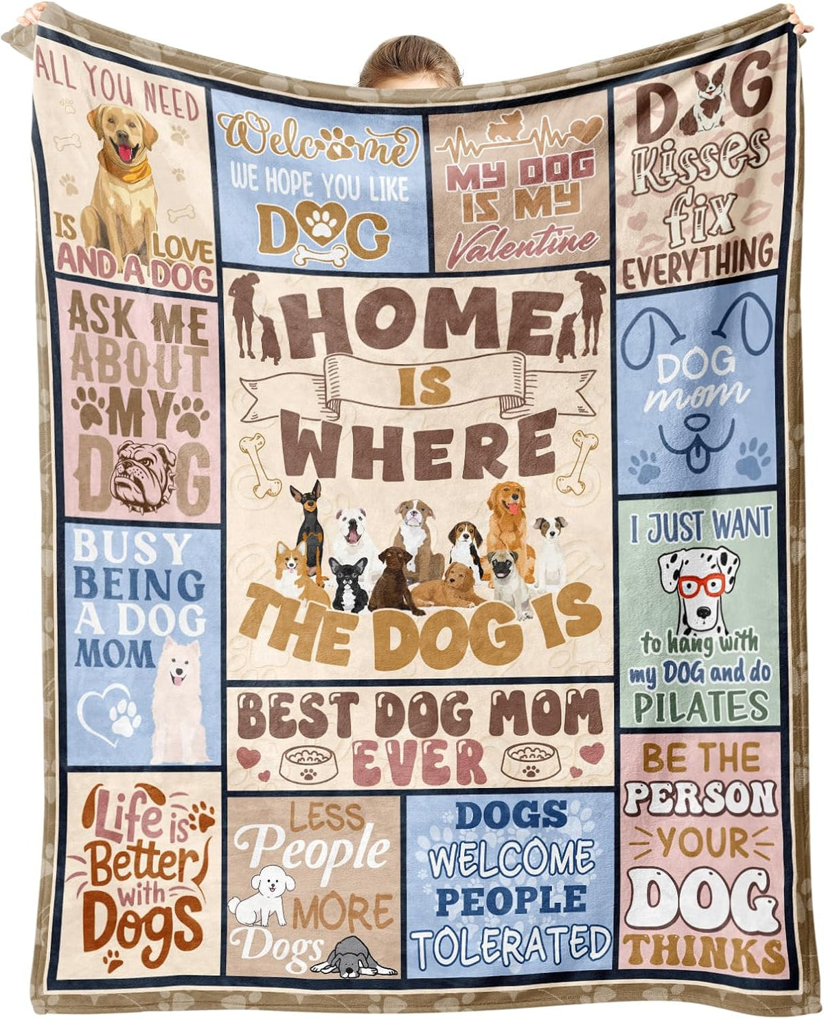 Dog Mom Gifts for Women, Dog Mom Blanket, Gifts for Dogs Lover 60"X50"