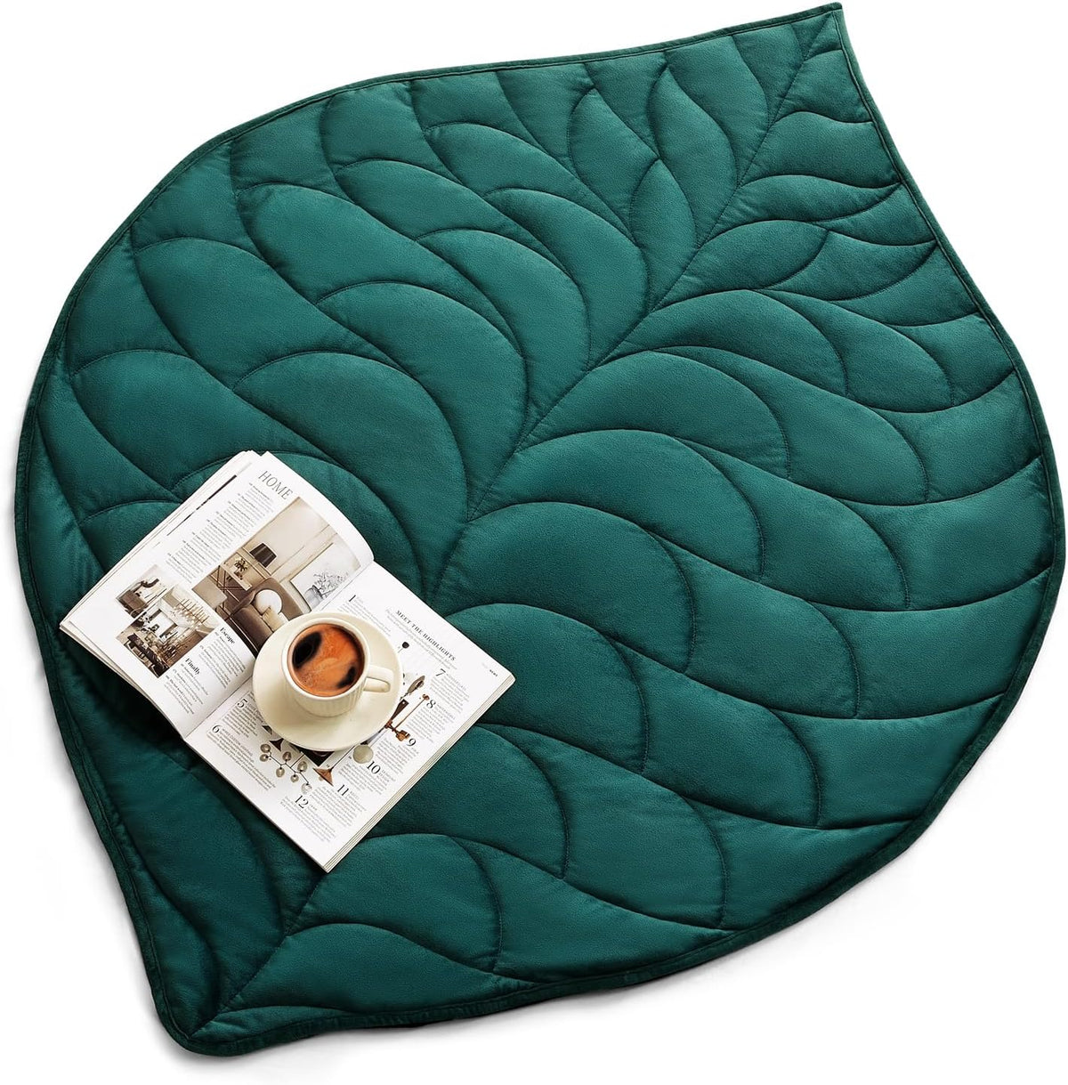 Kaisa Weighted Lap Blanket for Adults, 7 Lbs 41" X 53", Leaf Pattern, Green