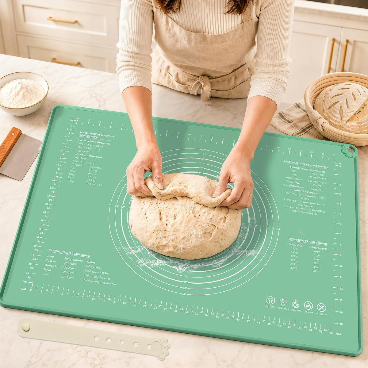 Platinum Silicone Pastry Mat with Measurements, 28 X 20 In
