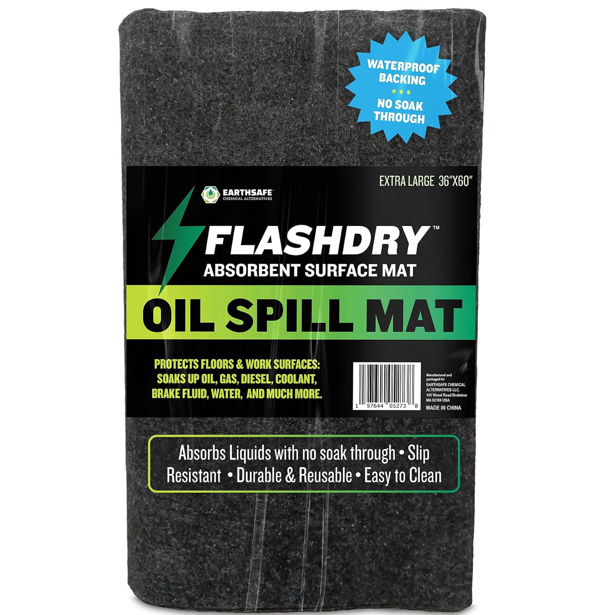Flashdry Oil Spill Mat 36"X60", Garage Floor Mat, Absorbs Liquids, Customizable Size, Use in & under Car, in Drawers and Driveway, Slip Resistant, No Soak Through, Durable and Reusable, Easy to Clean