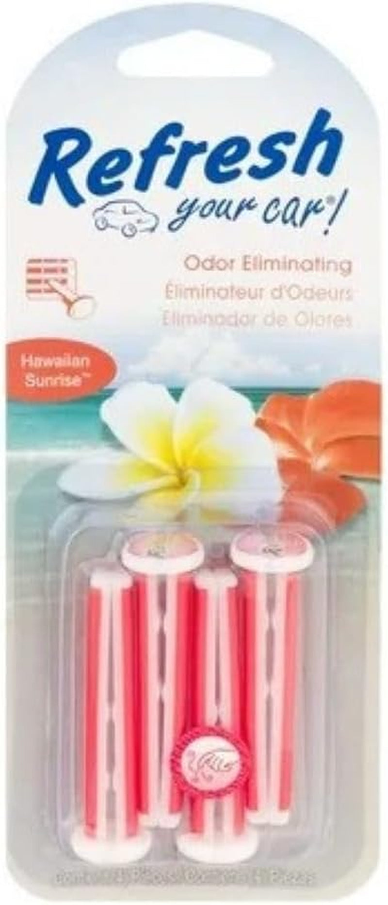 Refresh Your Car! E300887500 Auto Vent Stick, Hawaiian Sunrise, 4 per Pack