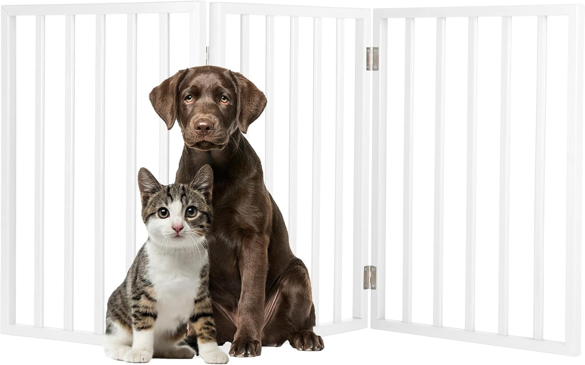 PETMAKER Pet Gate, 3 Panel Freestanding Dog Gate Indoor, White, 54” X 24”