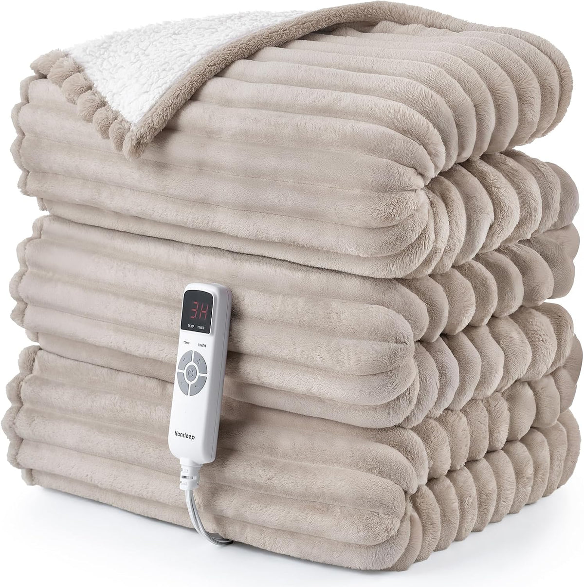 Hansleep Electric Heated Blanket Throw 50X60'', ETL & FCC Certified, Linen