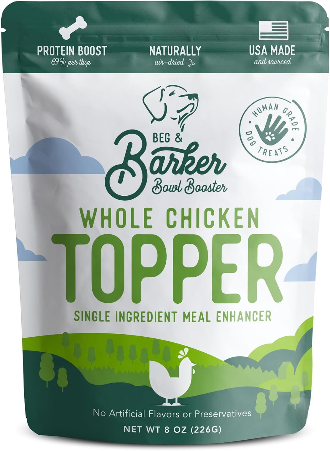 Beg & Barker Chicken Dog Food Topper, Single Ingredient, Human Grade (8Oz)