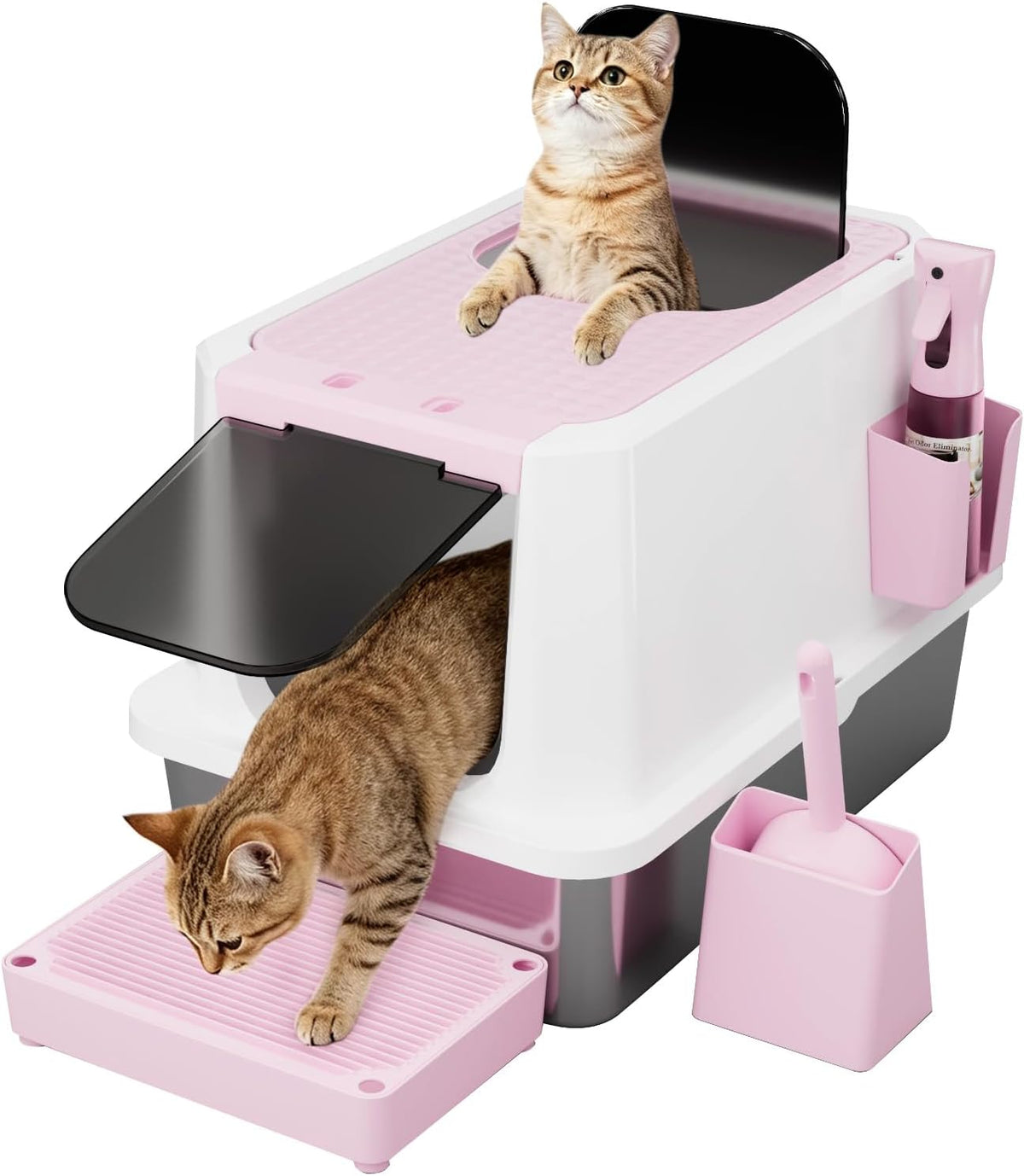 RIZZARI Stainless Steel Litter Box: Enclosed Top Entry with High Sides