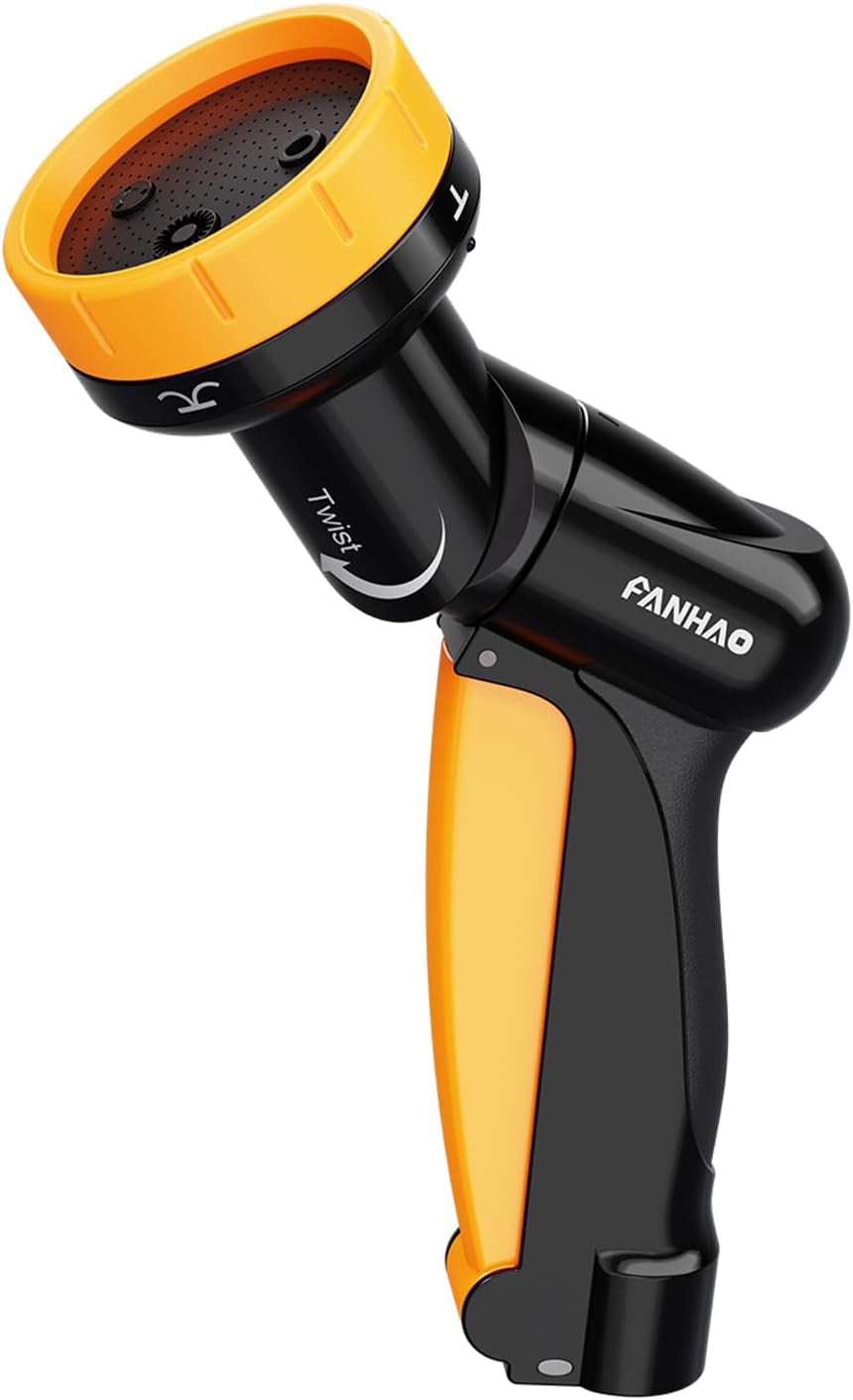 FANHAO 2-In-1 Rotating Lawn Sprinkler Garden Hose Nozzle, 4 Spray Patterns