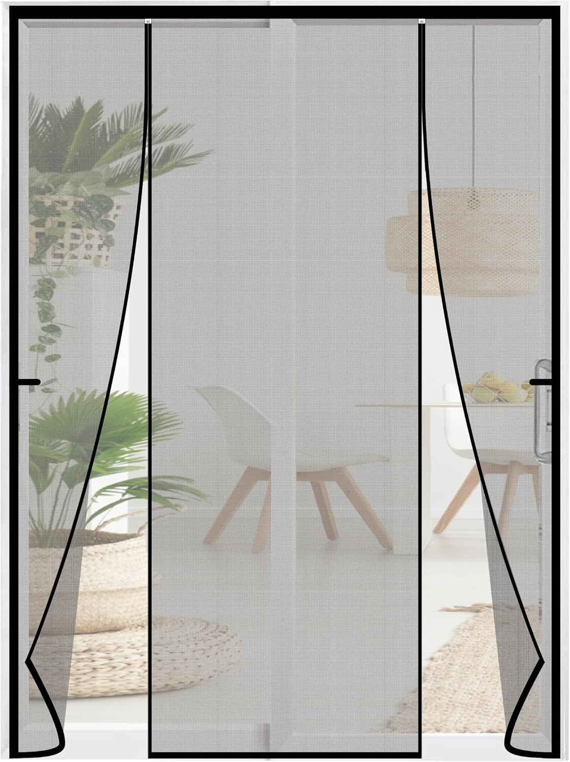 CHIYUNS Double Door Mesh Screen Magnetic Closure Heavy Duty for Sliding Door 72" X 80" Extra Long Magnet Bug Screens for French Doors, Self Closing Fiberglass Mosquito Net for Doorway, Keep Bugs Out
