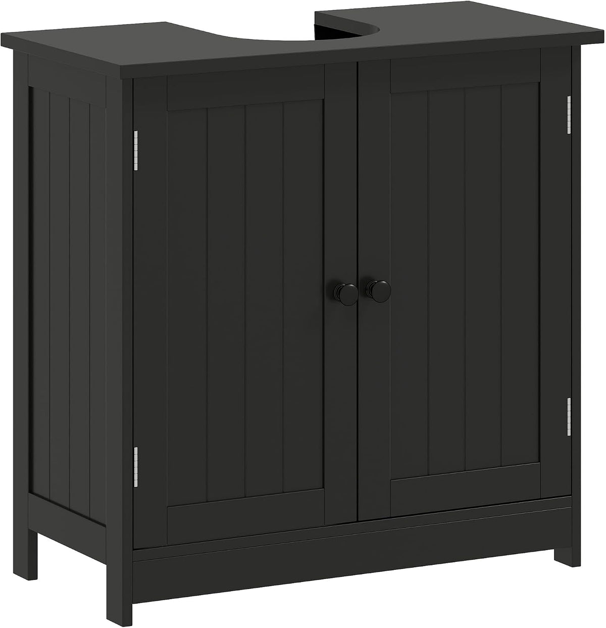 HOMCOM under Sink Bathroom Cabinet with 2 Doors, Shelf, U-Shape, Black